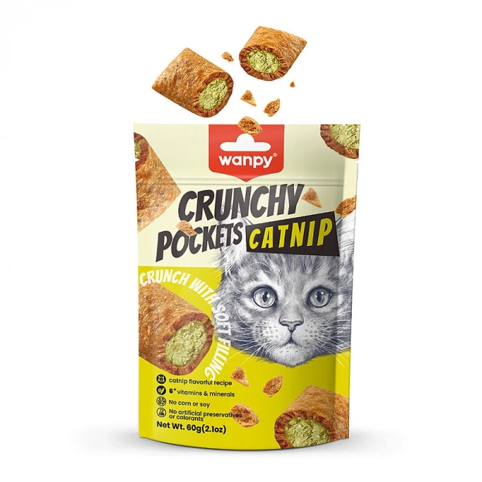 Wanpy Crunchy Pockets Catnipli ve Tavuklu Kedi Ödül Maması 60gr