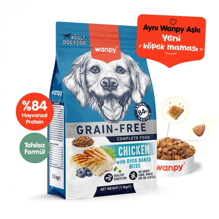 Wanpy Tavuklu Tahılsız Yetişkin Köpek Maması 1,5kg