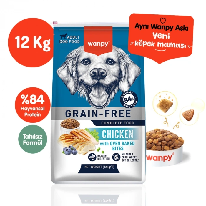 Wanpy Tavuklu Tahılsız Yetişkin Köpek Maması 12kg