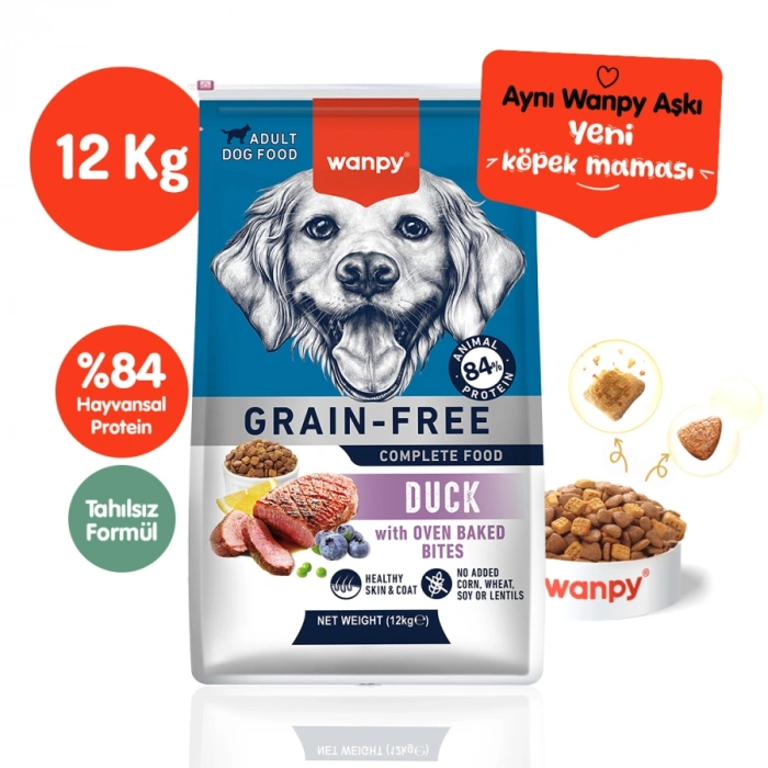 Wanpy Tahılsız Ördekli Yetişkin Köpek Maması 12Kg