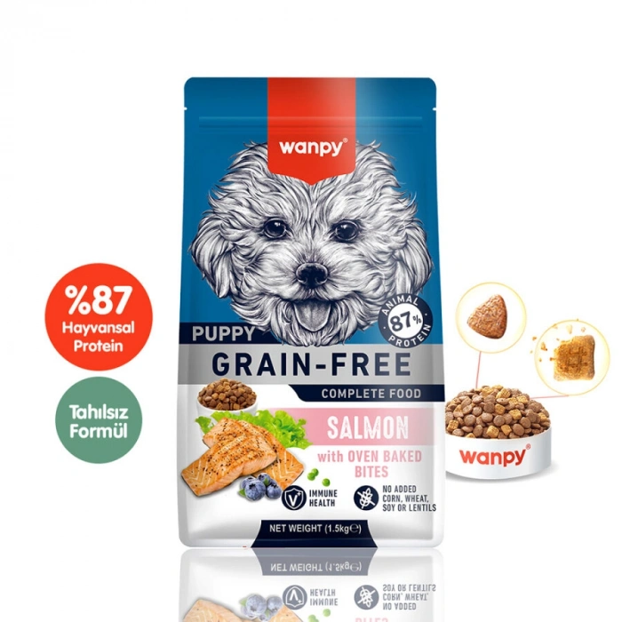 Wanpy Somonlu Tahılsız Yavru Köpek Maması 1,5kg