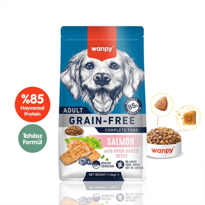 Wanpy Somonlu Tahılsız Yetişkin Köpek Maması 1,5kg