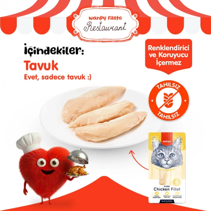 Wanpy Tavuk Fileto Kedi Ödül Maması 25gr