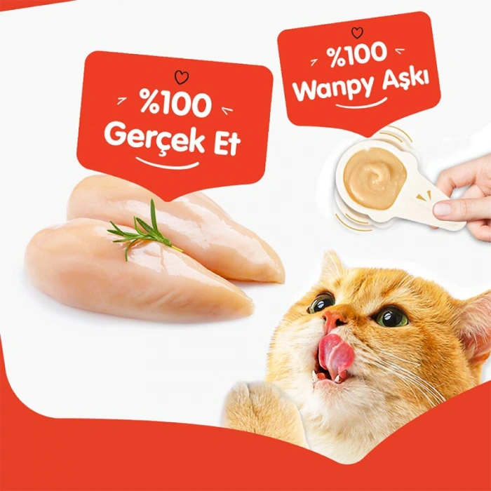 Wanpy Tavuklu Kaşık Krema Kedi Ödül Maması 10x16gr