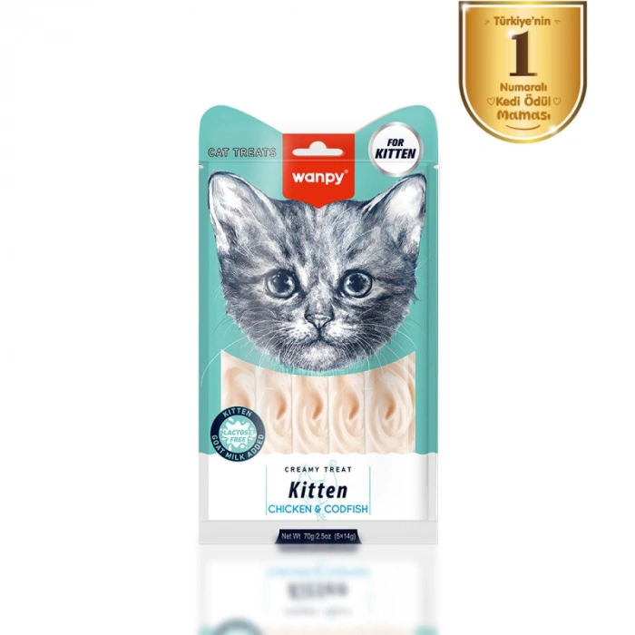 Wanpy Yavru Kedi Ödülü Tavuklu Morinalı Balıklı 14 Gr X 5 Li