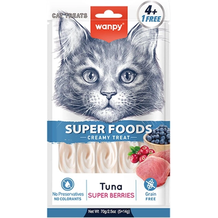 Wanpy Kedi Ödülü Ton Balıklı Yaban Mersini & Kızılcıklı 14 Gr X 5 Li
