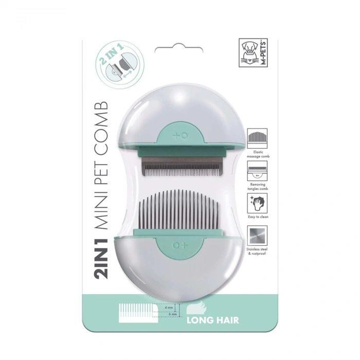 M-Pets Uzun Tüyler İçin Tüy Alıcı Tarak 9cm (Yeşil)