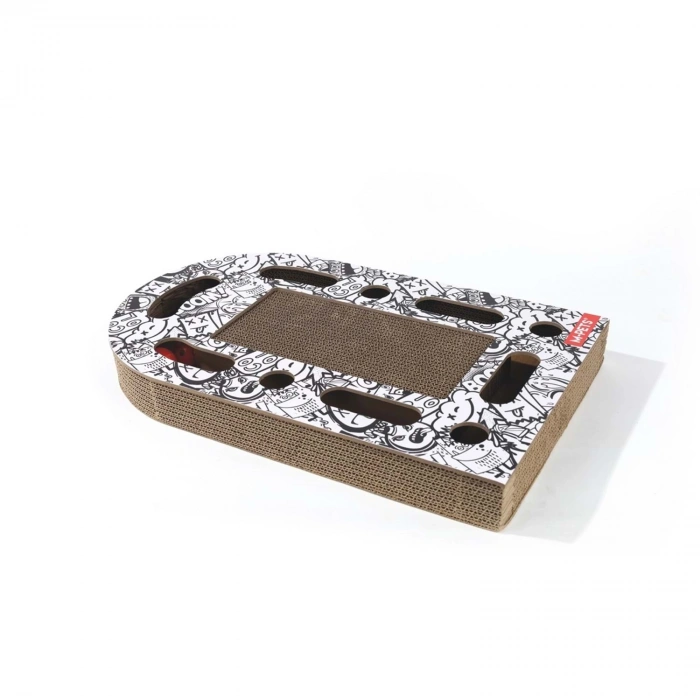 M-Pets Urban Style Freestyle Kedi Karton Tırmalama Tahtası 50x30cm (Siyah-Beyaz)
