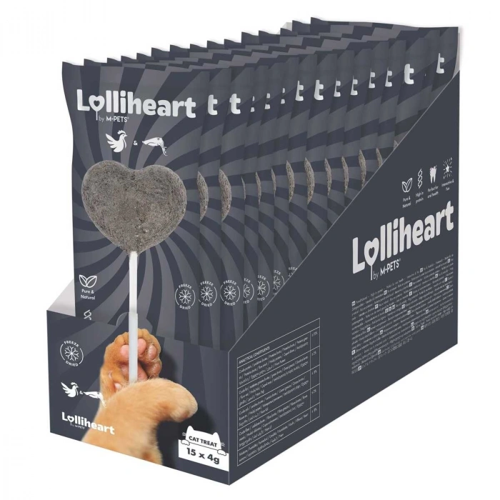 M-Pets Lolliheart Tavuklu ve Mürekkep Balıklı Lolipop Kedi Ödül Maması 4gr (15li)