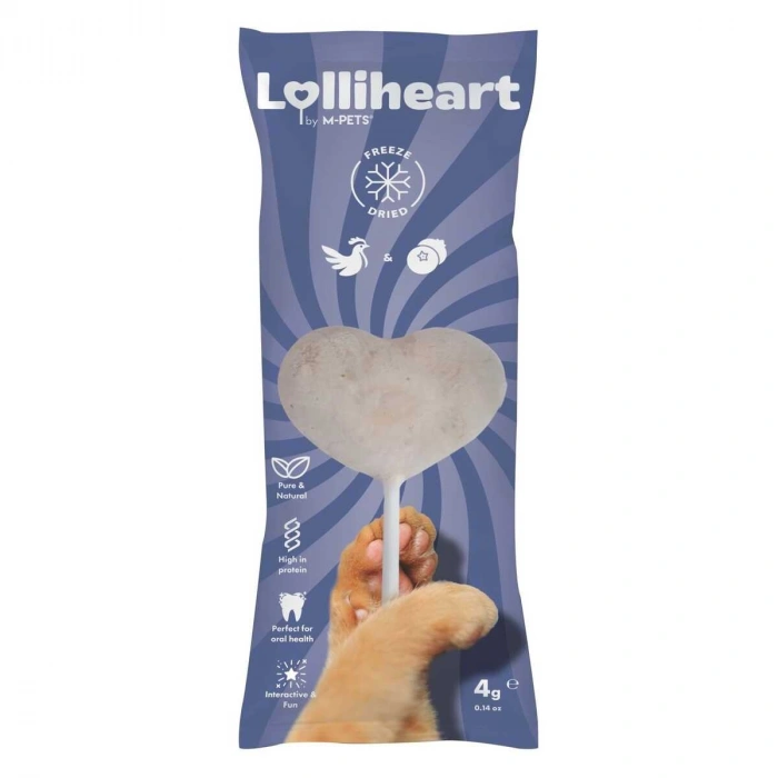 M-Pets Lolliheart Tavuklu ve Yaban Mersinli Lolipop Kedi Ödül Maması 4gr (15li)