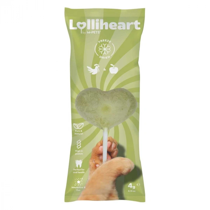 M-Pets Lolliheart Tavuklu ve Elmalı lolipop Kedi Ödül Maması 4gr (15li)