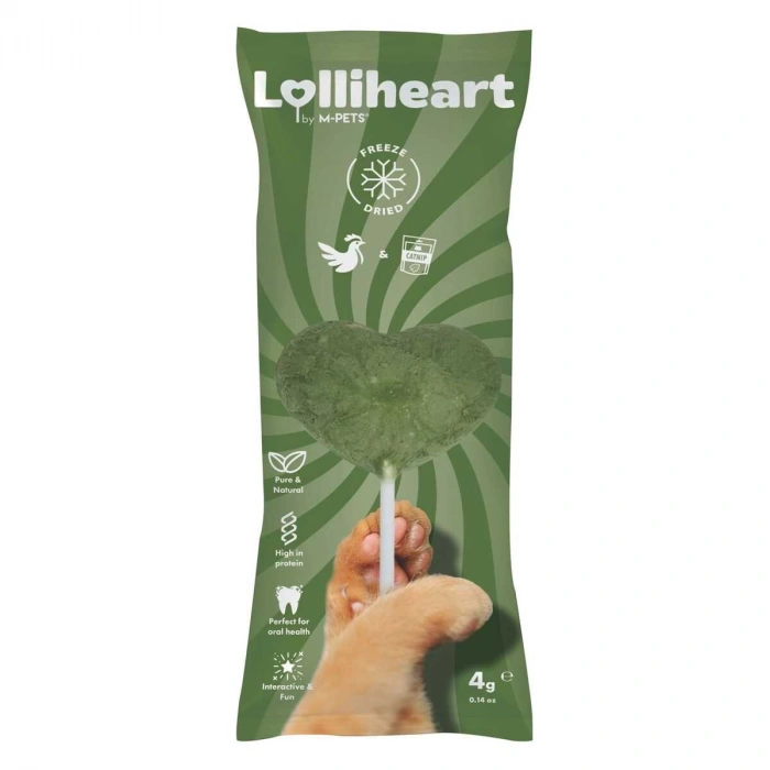 M-Pets Lolliheart Tavuklu ve Catnipli Lolipop Kedi Ödül Maması 4gr (15li)