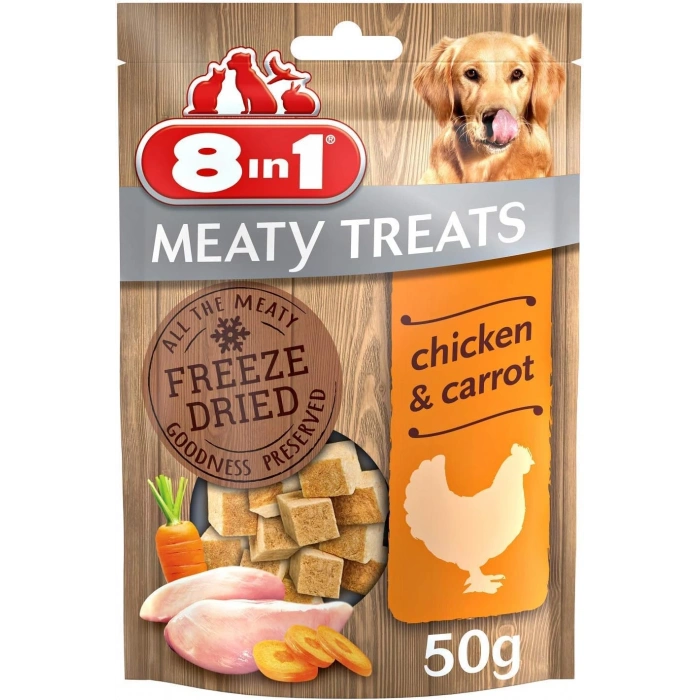 8 IN 1 Feeze Dried Chicken Carrot Köpek Ödülü 50gr