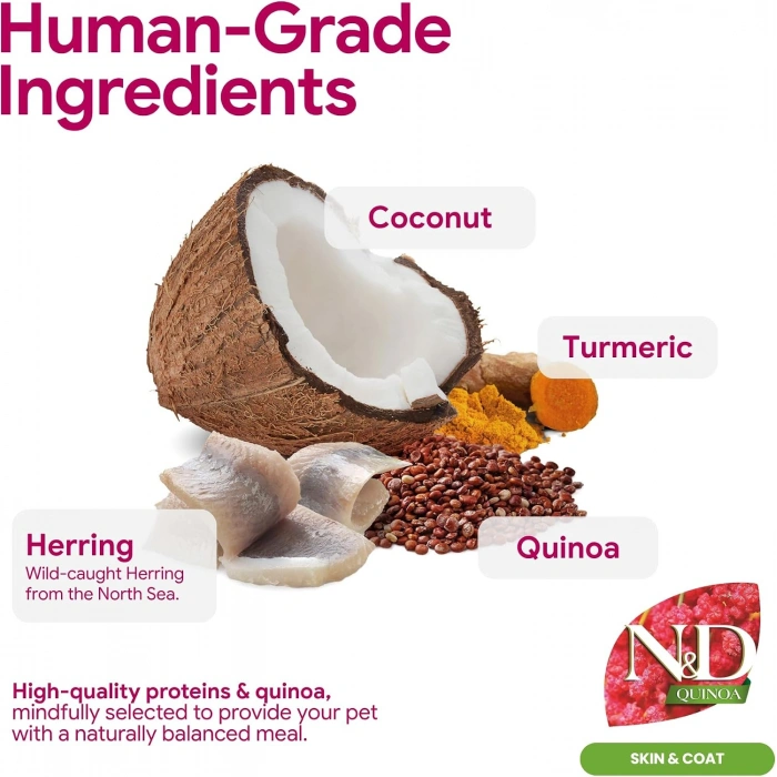 N&D Quinoa Skin Coat Ringa Balıklı Kedi Maması 1.5 Kg