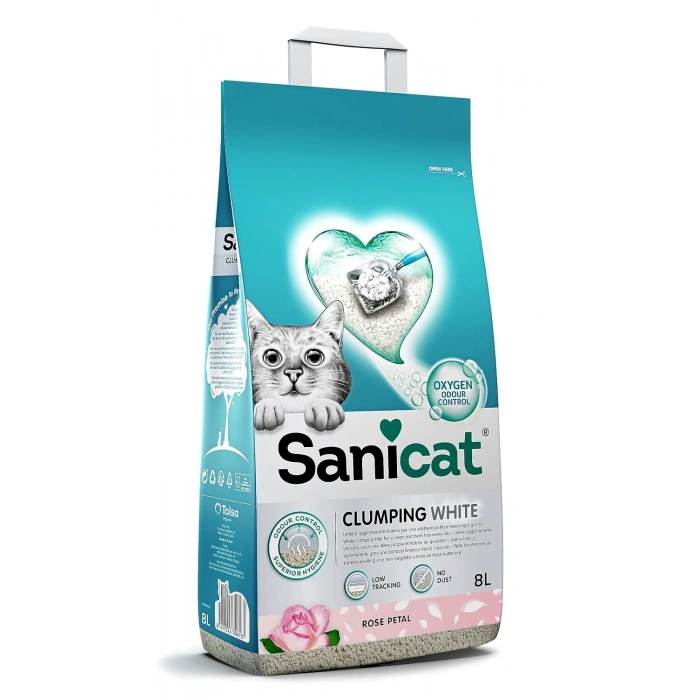 Sanicat Clumping White Gül Kokulu Kedi Kumu 8lt