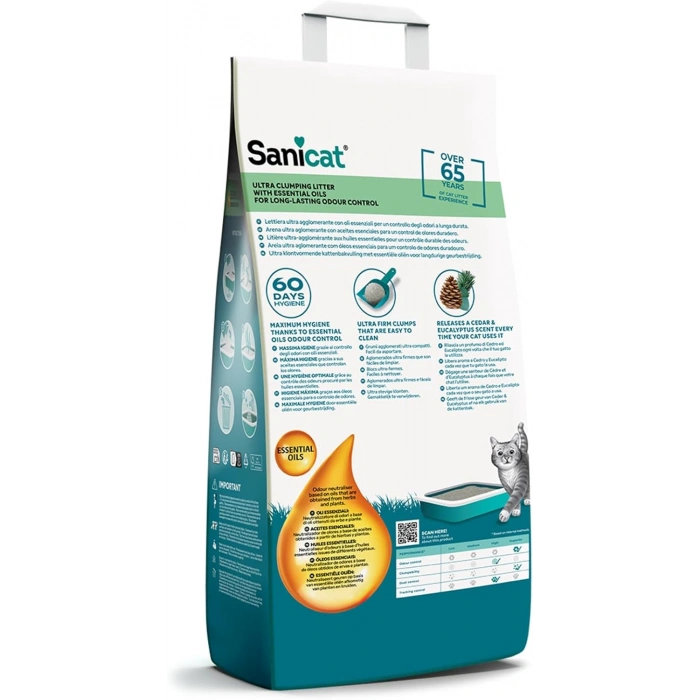 Sanicat Essential Oils Sedir ve Okaliptus Kokulu Kedi Kumu 10 Kg
