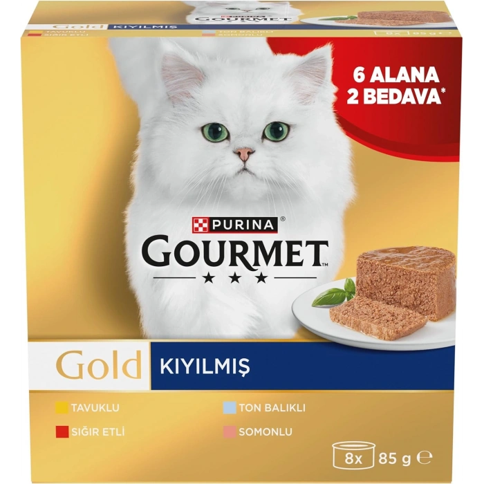 Gourmet Gold Kıyılmış Karışık Çeşitli Yetişkin Kedi Konservesi 8x85gr (8 AL 6 ÖDE)