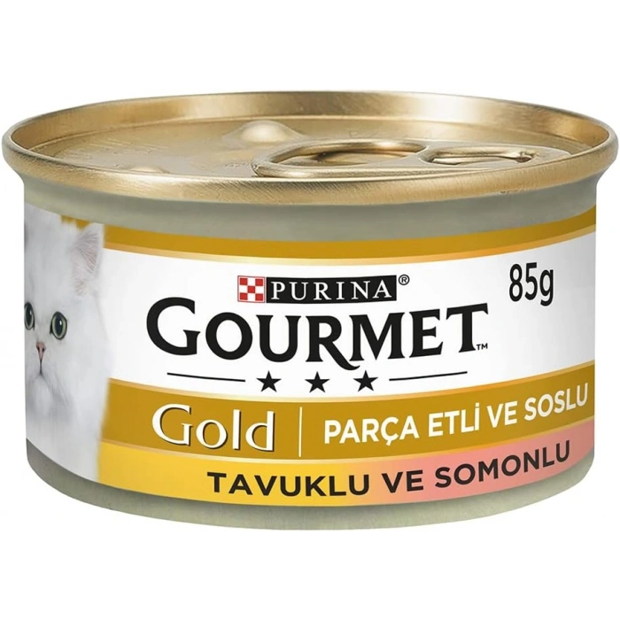 Gourmet Gold Parça Etli Somonlu ve Tavuklu Kedi Konservesi 85gr