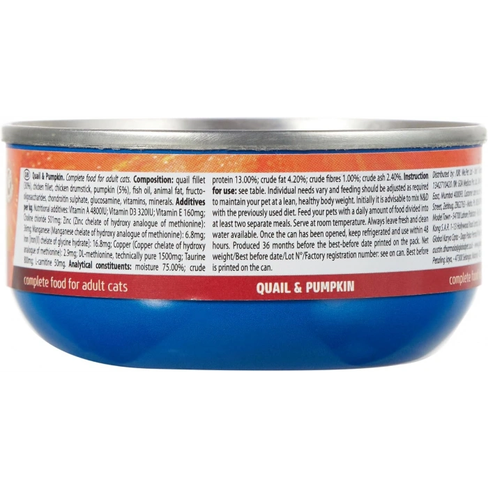 N&D Pumpkin Bal Kabaklı ve Bıldırcınlı Tahılsız Yetişkin Kedi Konservesi 70gr