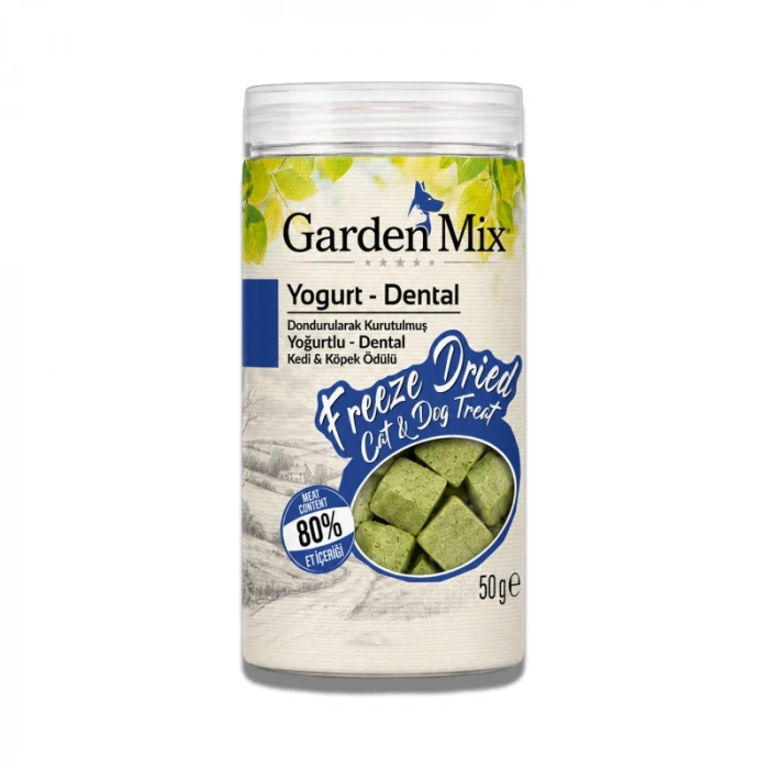 Garden Mix Dental Dondurularak Kurutulmuş Yoğurtlu Kedi ve Köpek Ödül Maması 50gr