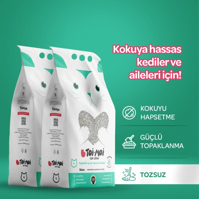 Toi Moi Kokuya Hassas Topaklanan Tozsuz Kokusuz Bentonit Kedi Kumu 10kg