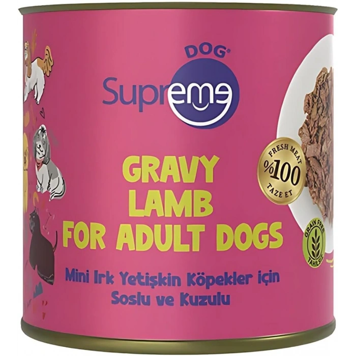 Supreme Dog Sos İçinde Kuzulu Mini Irk Yetişkin Köpek Konservesi 200gr