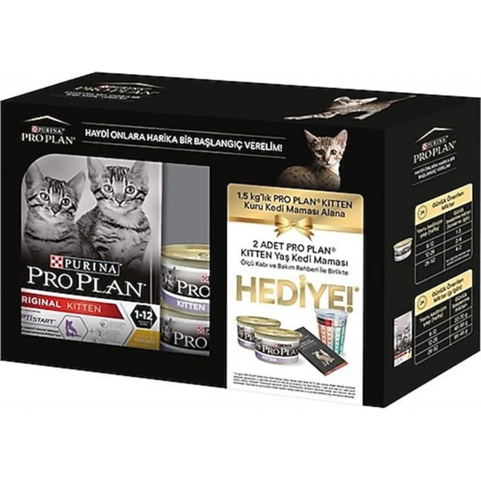 Pro Plan Tavuklu Pirinçli Yavru Kedi Maması 1,5 kg + 2 Adet Kitten Konserve ve Ölçü Kabı Hediyeli