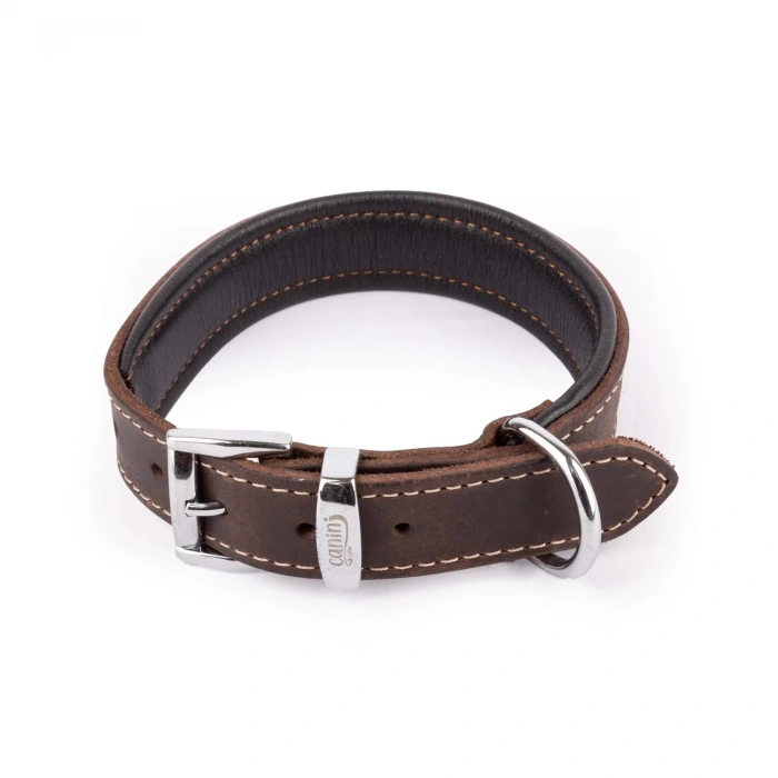 Canini Analin Deri Kahve Köpek Tasması 3 Cm 38-47 Cm M