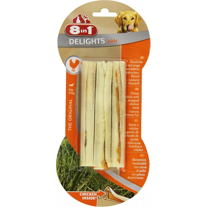 8in1 Delights Bones Köpekler için Tavuklu Ağız Bakım Kemiği (3lü) Sticks 75gr