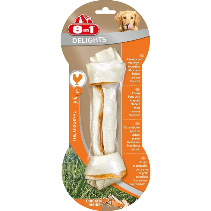 8in1 Delights Bones Tavuklu Düğümlü Tartar Önleyici Köpek Ağız Bakım Kemiği 85gr [L]