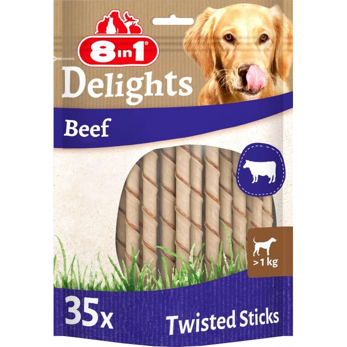 8in1 Delights Köpekler için Biftekli Ödül Çubuğu 35 Adet