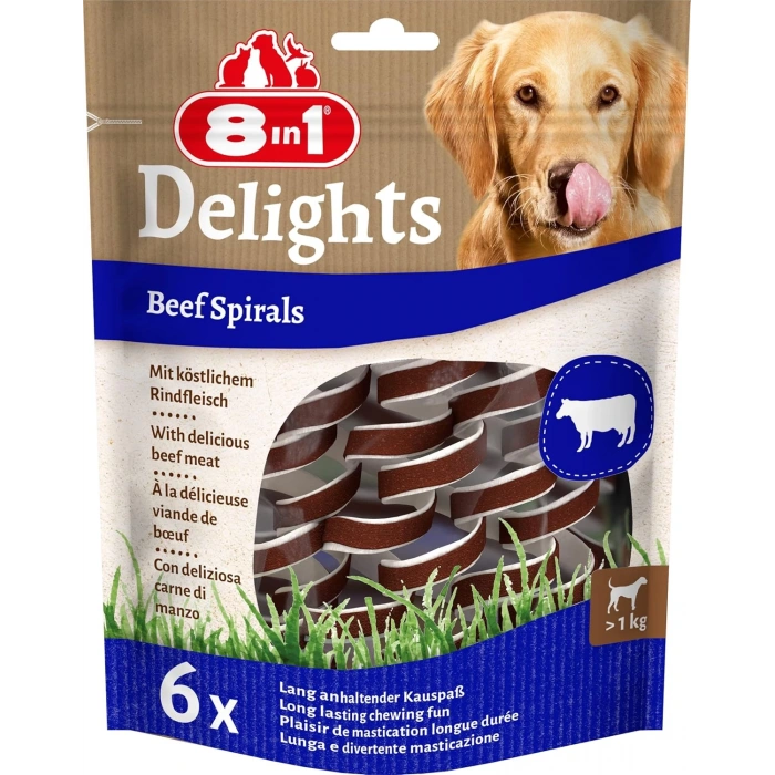 8in1 Smart Delights Beef Spirals Biftekli Burgu Köpek Ödülü 6 Adet