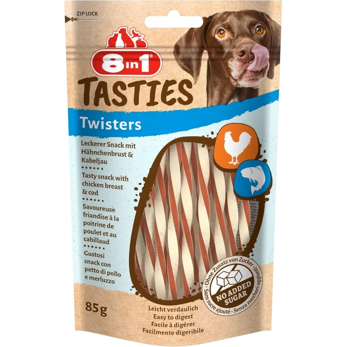 8in1 Tasties Twisters Tavuklu Balıklı Burgu Köpek Ödülü 85 Gr