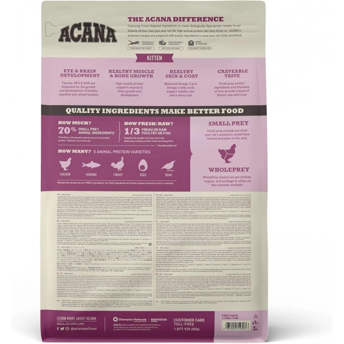 Acana First Feast Tavuk ve Ringa Balılklı Yavru Kedi Maması 1.8 kg