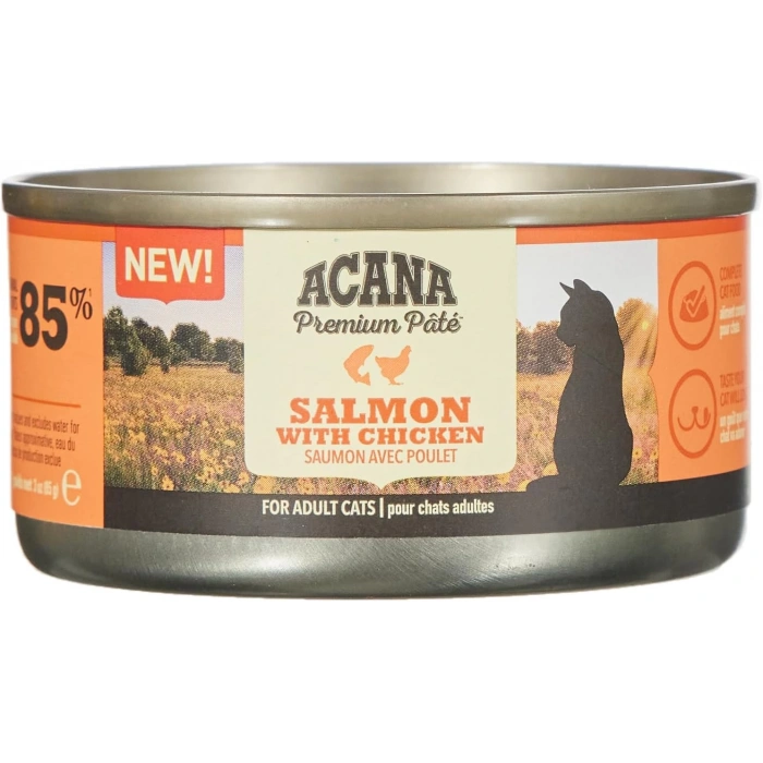 Acana Premium Pate Somon Balıklı ve Tavuklu Ezme Yetişkin Kedi Konservesi 85gr