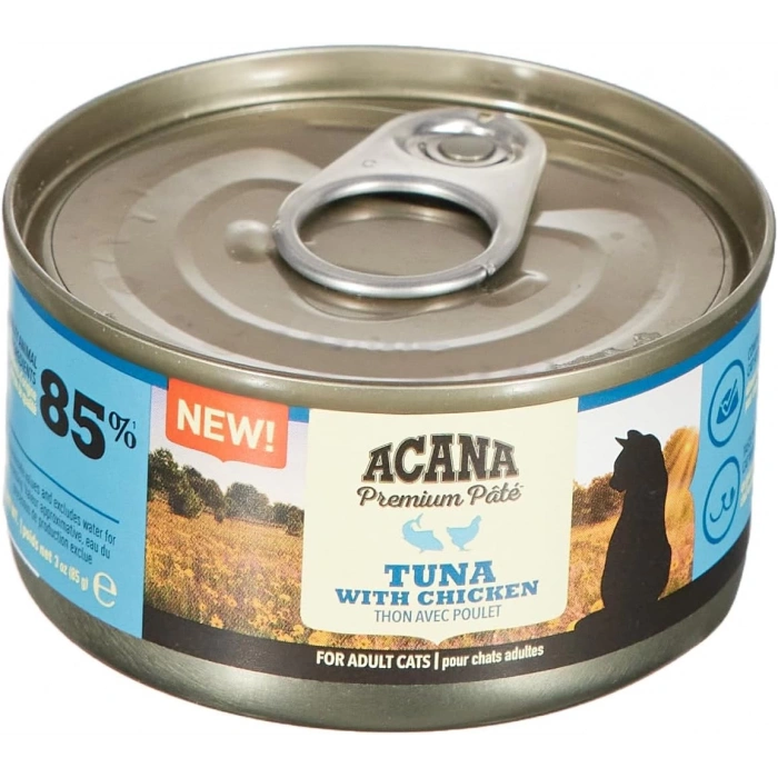 Acana Premium Pate Ton Balıklı ve Tavuklu Ezme Yetişkin Kedi Konservesi 85gr