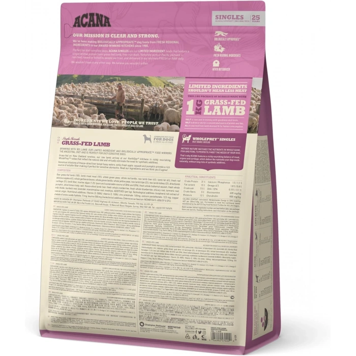 Acana Singles - Grass-Fed Lamb Köpek Maması 2 Kg - Tüm Irk Ve Yaşam Evreleri İçin