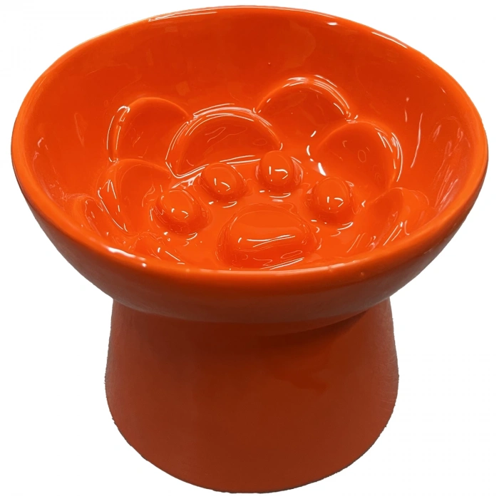 Ayaklı Porselen Yavaş Yeme Mama ve Su Kabı