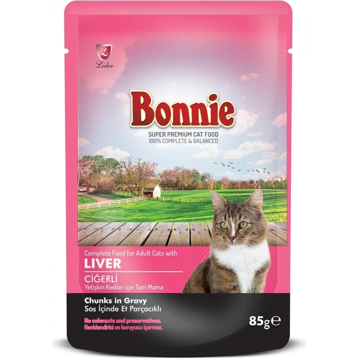 Bonnie Pouch Kuzu Etli Ciğerli Kedi Maması 85gr