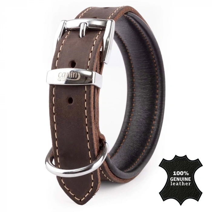 Canini Analin Deri Kahve Köpek Tasması 2 Cm 29-37 Cm XS