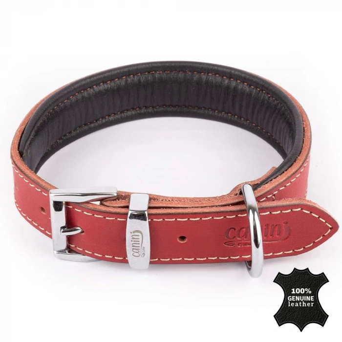 Canini Analin Deri Kırmızı Köpek Tasması 3 Cm 38-47 Cm M