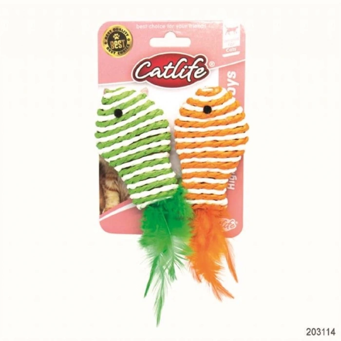 Catlife 2li Tüylü Balık Figürlü Kedi Oyuncağı