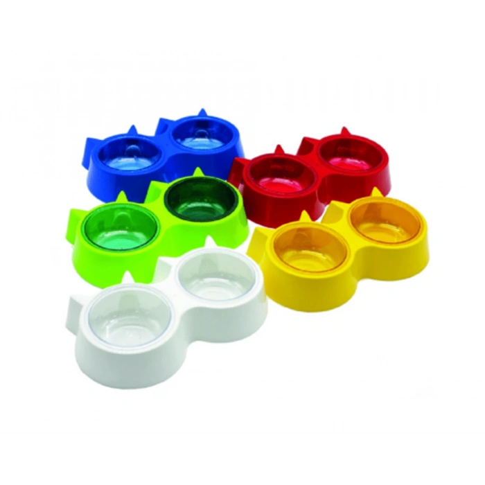 Catlife Kedi Başlıklı Double Plastik Mama Kabı