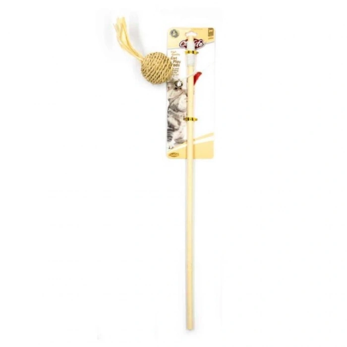 Catlife Kedlier için Naturel Püsküllü Top Zilli Olta