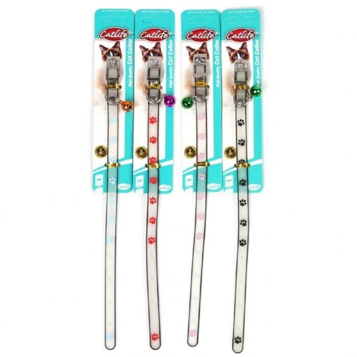 Catlife Pati Desenli Fosforlu Silikon Boyun Tasması
