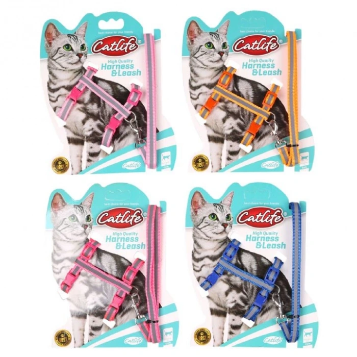 Catlife Reflektörlü Fosforlu Göğüs Tasması+Gezdirme