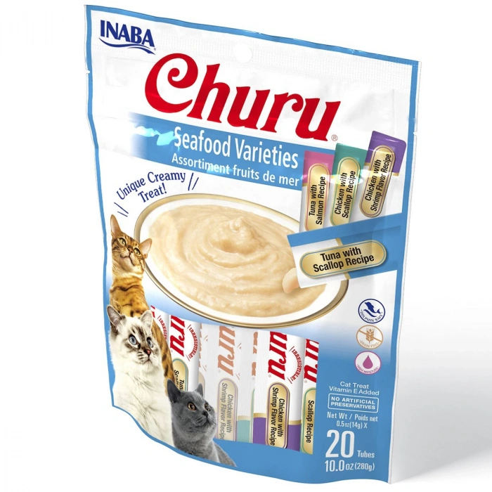 Churu Cream Deniz Ürünü Çeşitleri Kedi Ödül Kreması 20x14 gr