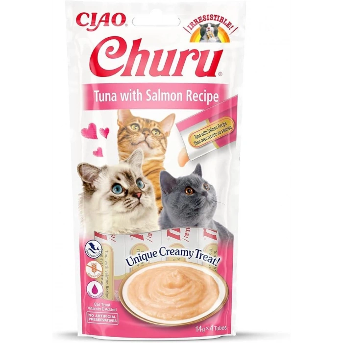 Churu Cream Ton Balıklı ve Somonlu Kedi Ödül Kreması 4x14 GR.