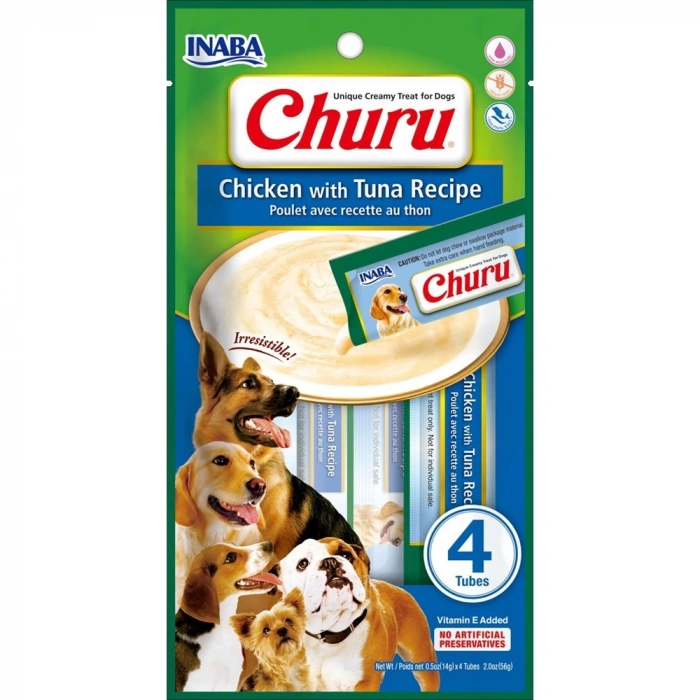 Churu Ton Balıklı ve Tavuklu Tamamlayacı Köpek Ödül Maması 4 x 14 Gr