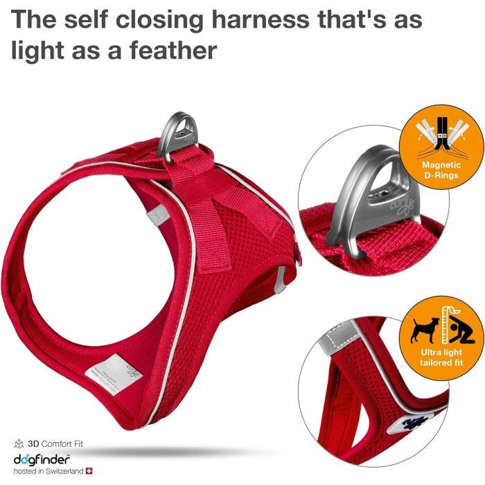 CURLI MAGNETIC VEST HARNESS AIR-MESH RED 2XS